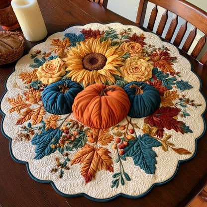 Blue Contrast Custom Shape Quilted Table Topper NCU0LV204