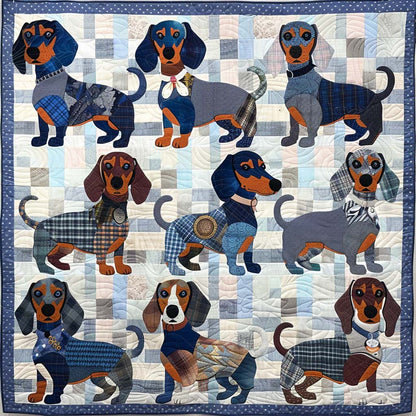 Blue Dachshunds Quilted Blanket NCU0TH222