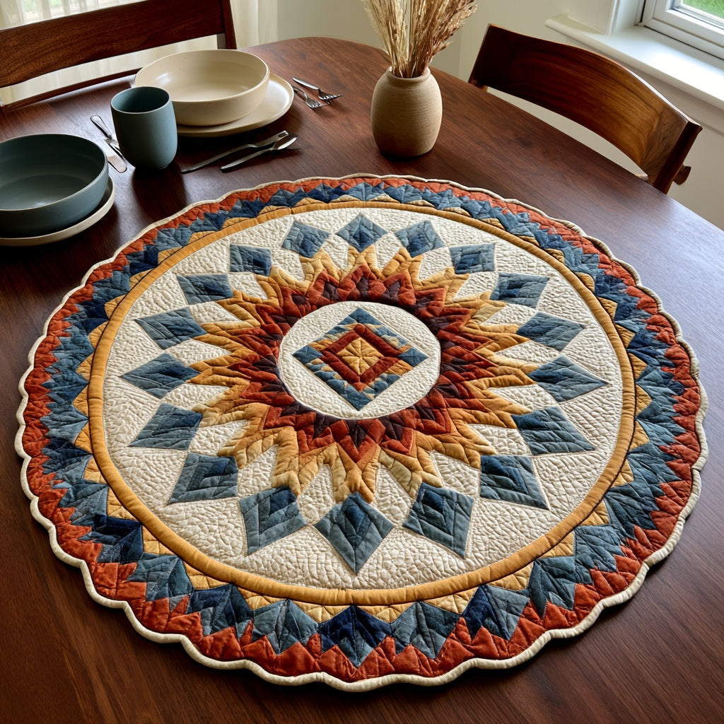 Blue Diamond Custom Shape Quilted Table Topper NCU0LV218