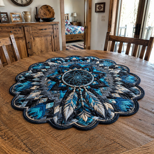 Blue Feather Horizon Custom Shape Quilted Table Topper SN0PT841