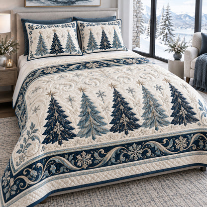 Blue Frost 3-Piece Quilted Bedding Set SN0TV772