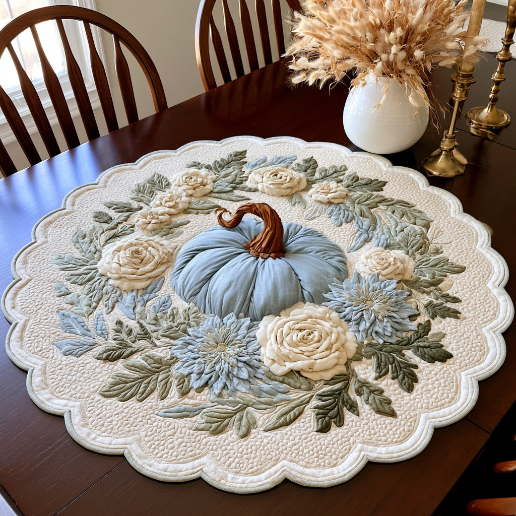Blue Gourd Custom Shape Quilted Table Topper NCU0LV180