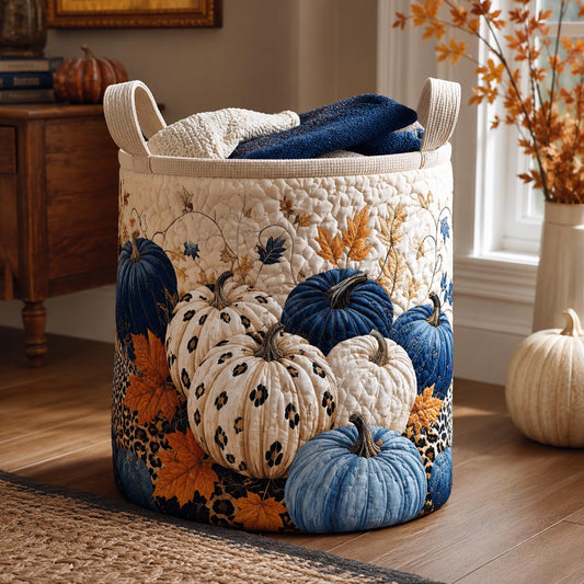 Blue Harvest Pumpkins Quilted Laundry Basket SN0DV119