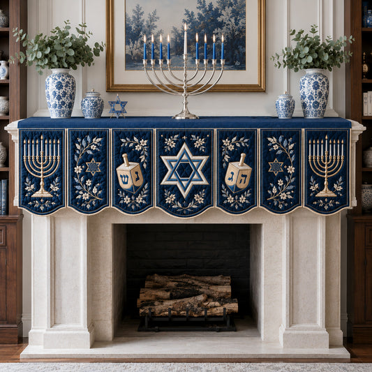 Blue Heritage Quilted Mantel Scarf SN0TV214