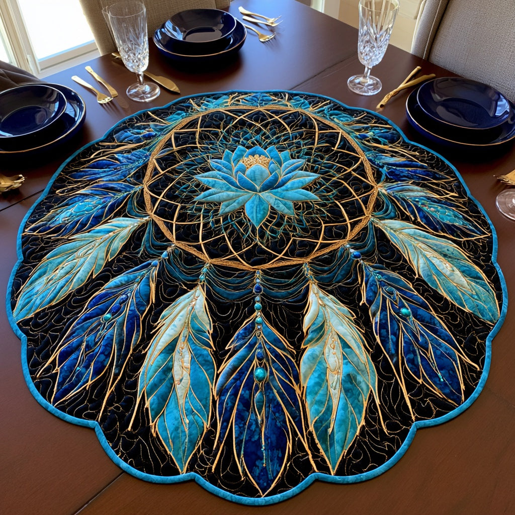 Blue Lotus Custom Shape Quilted Table Topper NCU0LV231