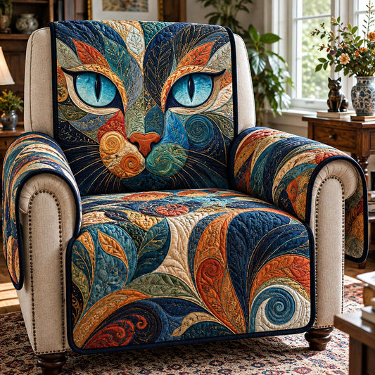 Blue Mosaic Cat Quilted Sofa Cover SN0DV1118