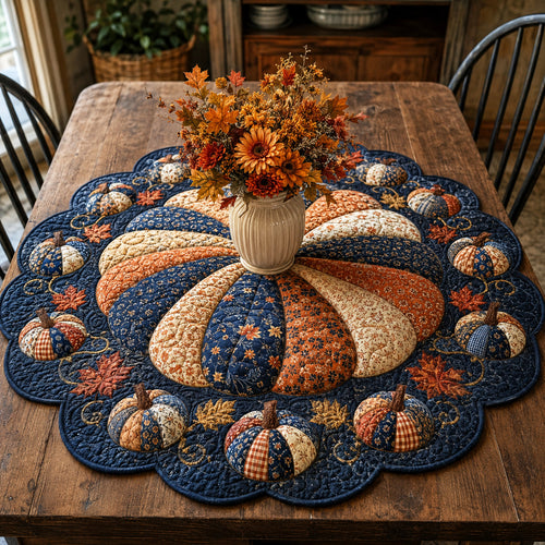 Blue Pumpkin Custom Shape Quilted Table Topper SN0TV057
