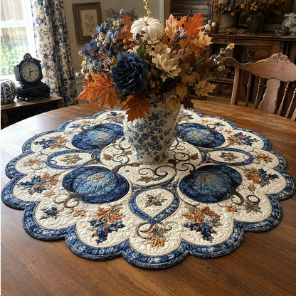 Blue Pumpkin Farmhouse Custom Shape Quilted Table Topper SN0PT461