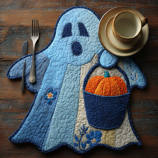 Blue Pumpkin Spirit Custom Shape Quilted Placemat NCU0LV067