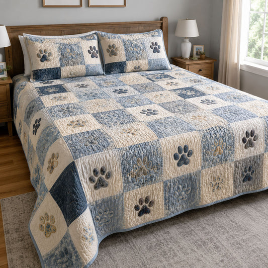 Blue Ridge Pawprints 3-Piece Quilted Bedding Set SN0PT240