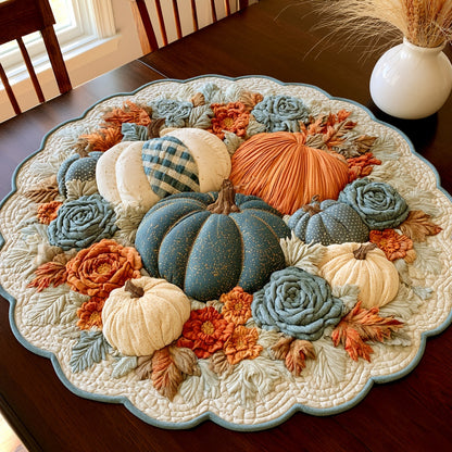 Blue Roses Custom Shape Quilted Table Topper NCU0LV193