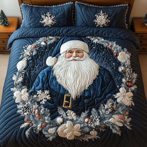 Blue Santa 3-Piece Quilted Bedding Set NCU0NNT1772