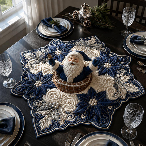 Blue Santa Custom Shape Quilted Table Topper SN0DV425