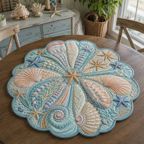 Blue Shell Manor Custom Shape Quilted Table Topper SN0PT884