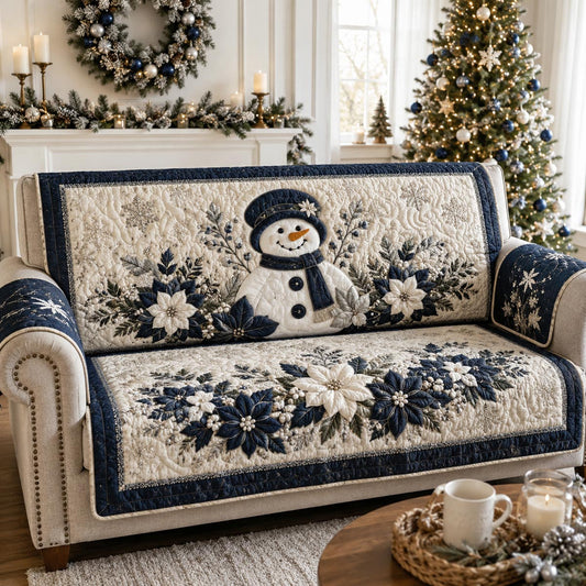 Blue Winter Snowman Quilted Sofa Cover SN0DV149