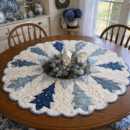 Blue Winter Wonderland Custom Shape Quilted Table Topper SN0PT691