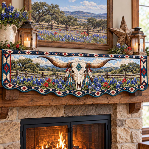 Bluebonnet Prairie Longhorn Mantel Scarf SN0HH1024