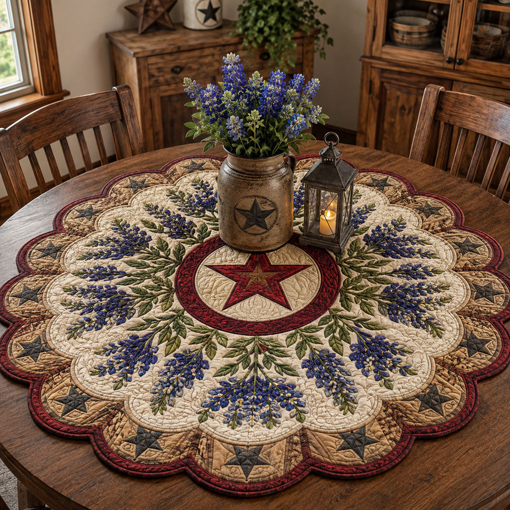 Bluebonnet Prairie Star Custom Shape Quilted Table Topper SN0PT842