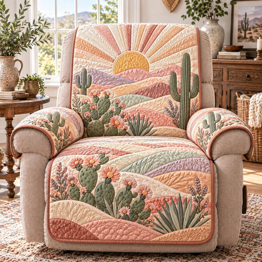 Blush Cactus Dream Quilted Sofa Cover SN0DV1036