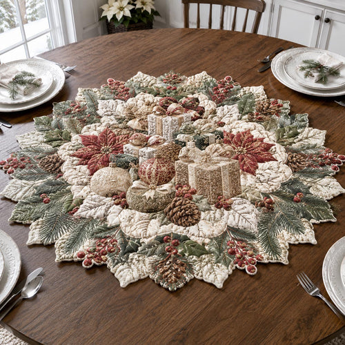 Blush Christmas Gifts Custom Shape Quilted Table Topper SN0DV356