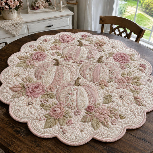 Blush Pumpkin Garden Custom Shape Quilted Table Topper SN0PT625