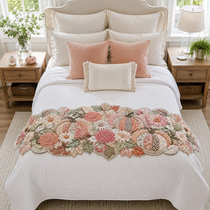 Blush Pumpkin Meadow Custom Shape Quilted Bed Runner SN0DV210