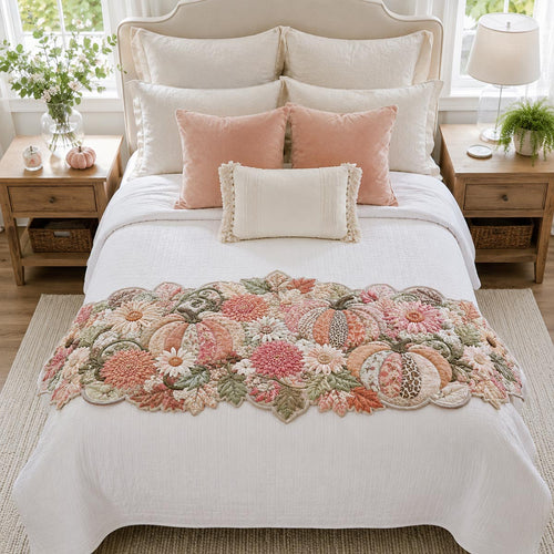 Blush Pumpkin Meadow Custom Shape Quilted Bed Runner SN0DV210