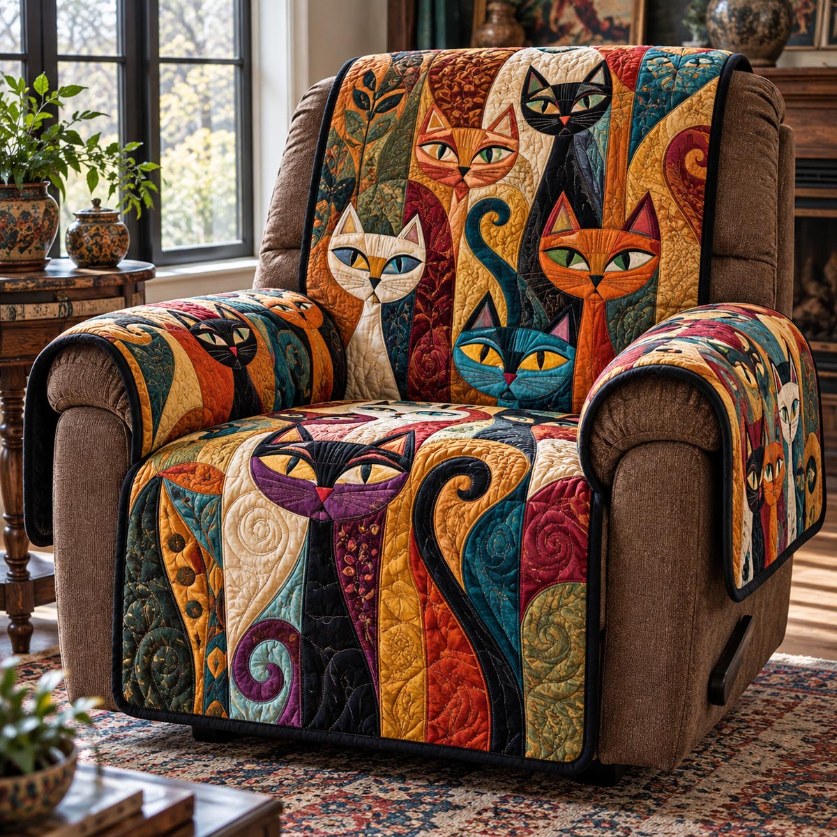 Boho Cat Crew Quilted Sofa Cover SN0DV1129