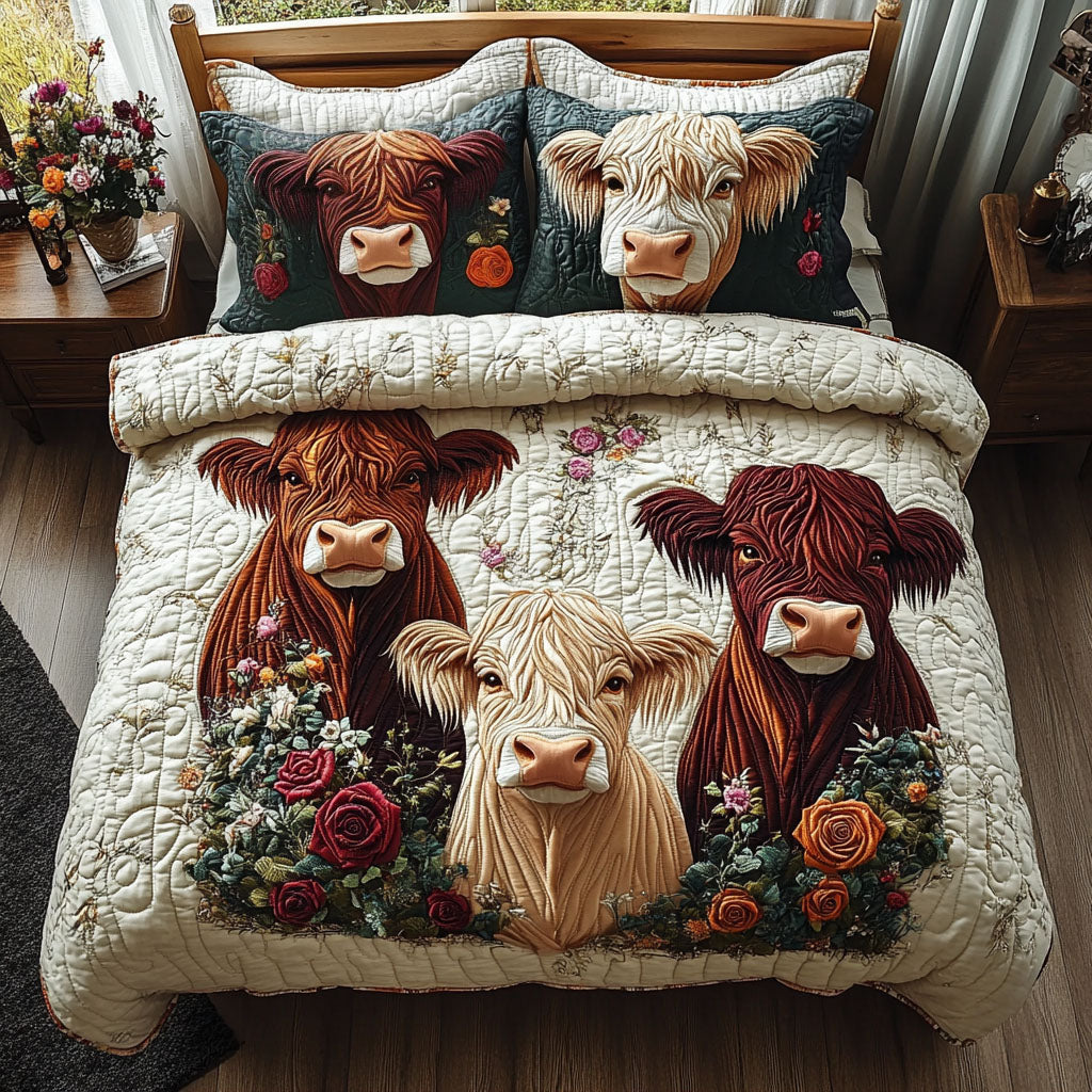 Bonnie Bovine 3-Piece Quilted Bedding Set NCU0DV3228
