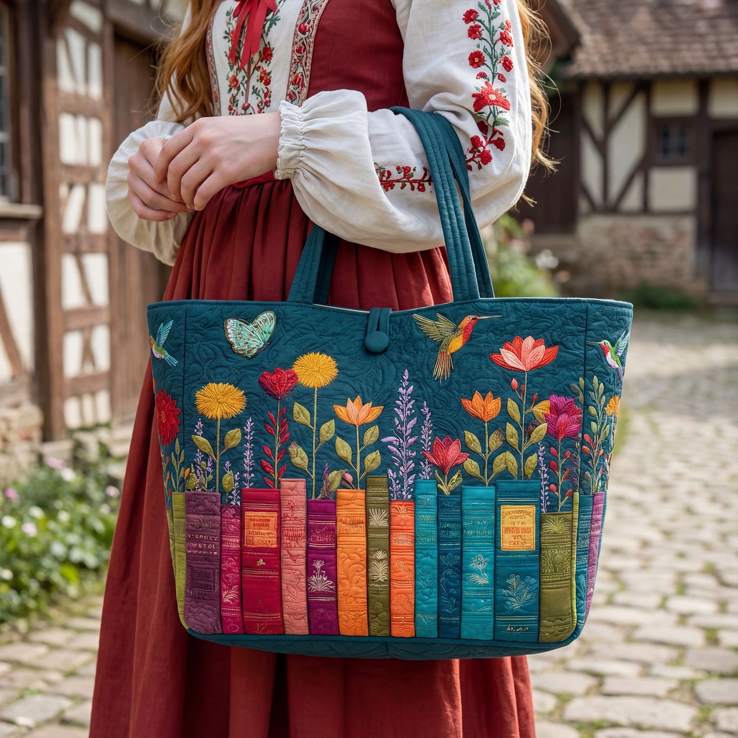 Book Garden Quilted Classic Tote Bag SN0NT029