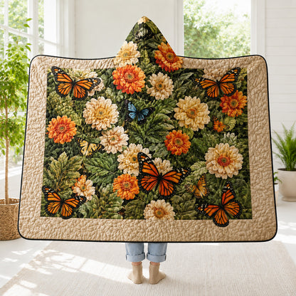 Botanical Butterfly Quilted Hooded Blanket SN0HH0157
