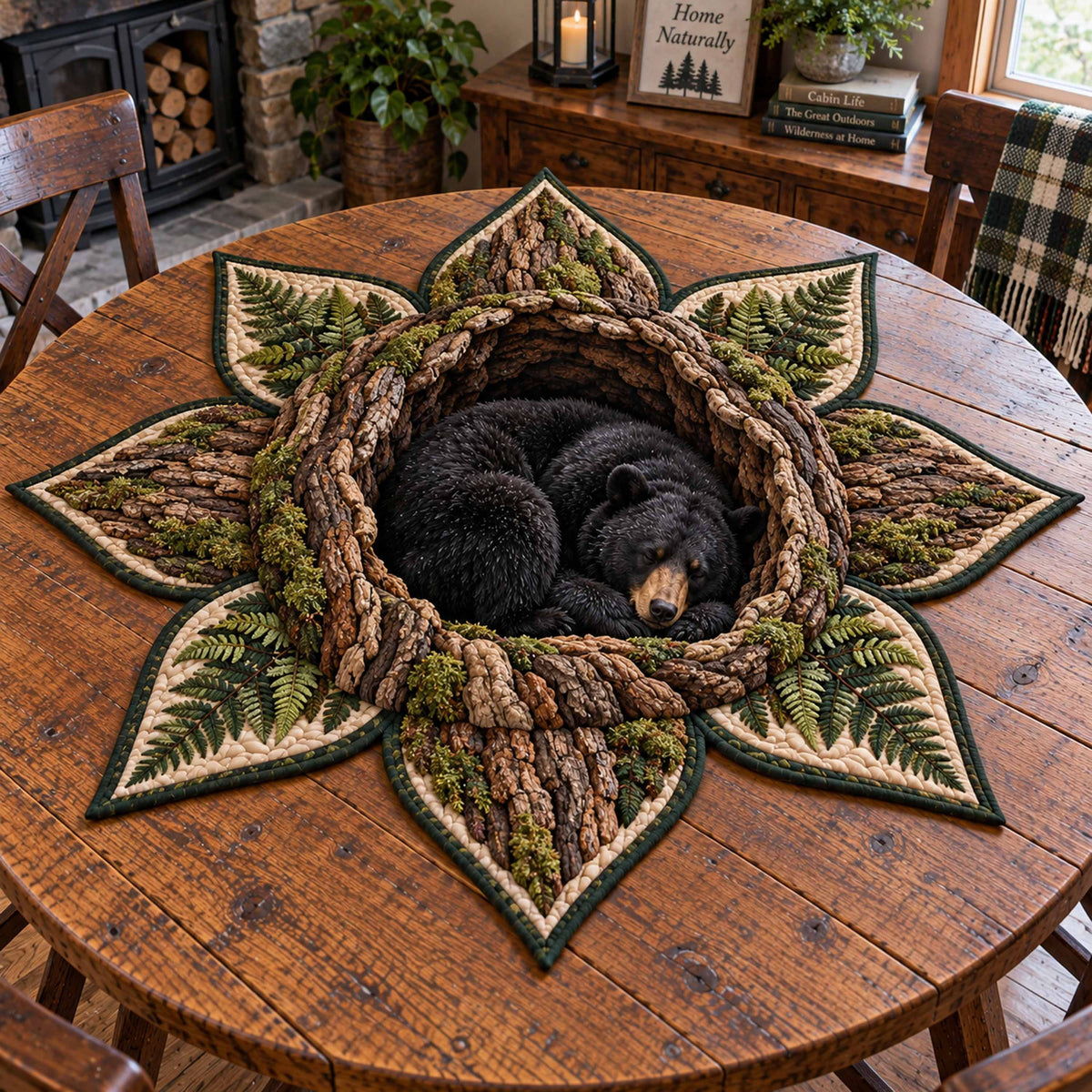 Boulder Bear Custom Shape Quilted Table Topper SN0TD1031