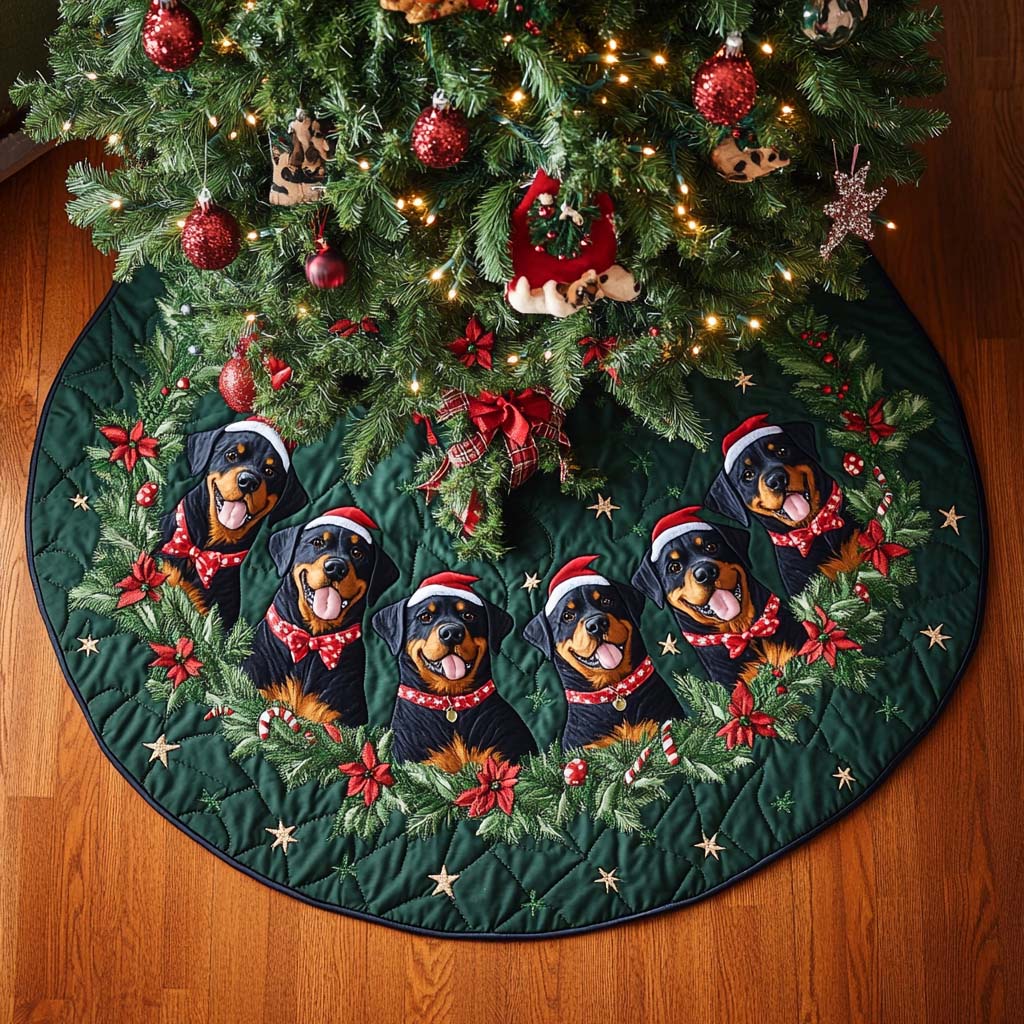 Brave Rottweiler Christmas Quilted Tree Skirt NCU0DDK1490
