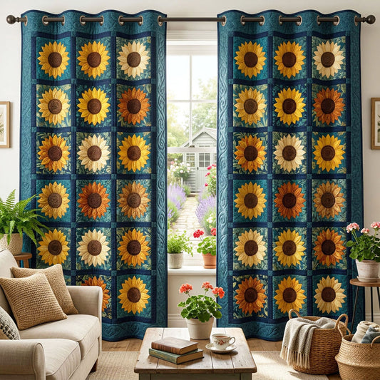 Bright Sunflower Quilted Curtains NCU0ND74