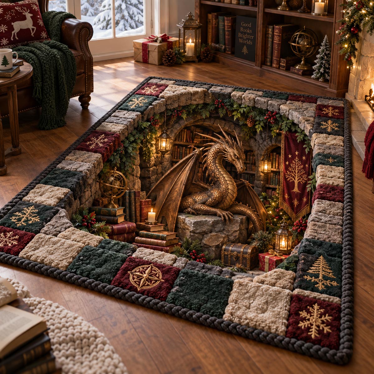 Bronze Library Wyrm Area Rug SN0DV843