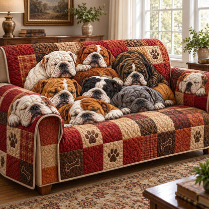 Bulldog Family Lounge Quilted Sofa Cover SN0DV662