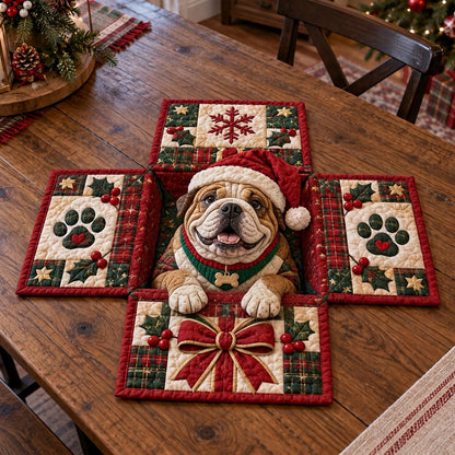 Bulldog Gift Box Custom Shape Quilted Table Topper SN0TV555