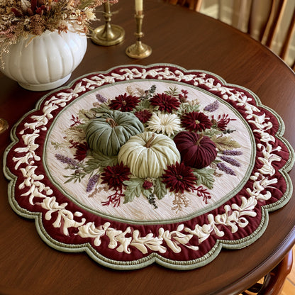 Burgundy Blooms Custom Shape Quilted Table Topper NCU0LV182