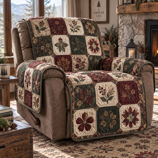 Burgundy Botanical Garden Quilted Sofa Cover SN0DV983