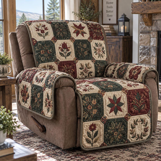 Burgundy Heritage Blooms Quilted Sofa Cover SN0DV987