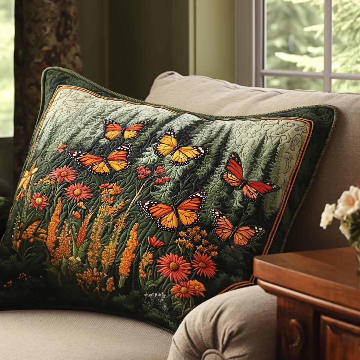 Butterfly Garden Quilted Bedding Pillow Case NCU0DV492