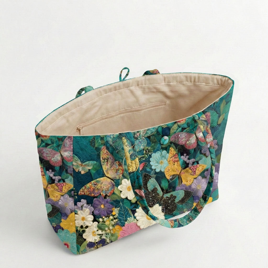 Butterfly Garden Quilted Classic Tote Bag SN0NT028