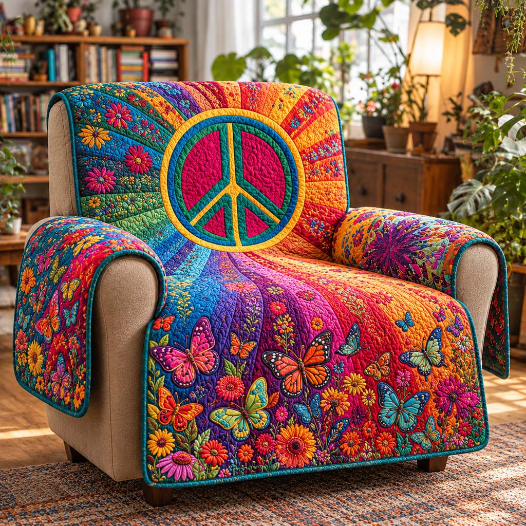 Butterfly Meadow Peace Quilted Sofa Cover SN0HH1013