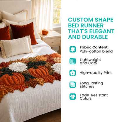 Autumn Pumpkin Border Custom Shape Quilted Bed Runner SN0DV212