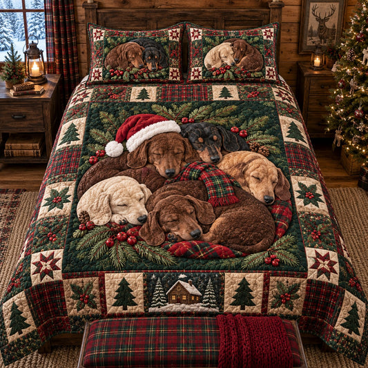Cabin Cozy Doxie Dreams 3-Piece Quilted Bedding Set SN0TV901