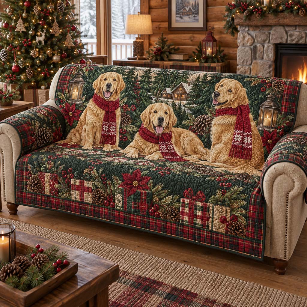 Cabin Golden Trio Quilted Sofa Cover SN0HH0406