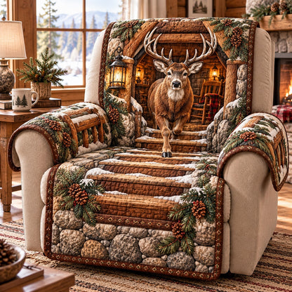 Cabin Stag Stairway Quilted Sofa Cover SN0TD1288
