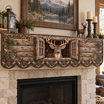 Cabin Window Buck Quilted Mantel Scarf SN0TV1032