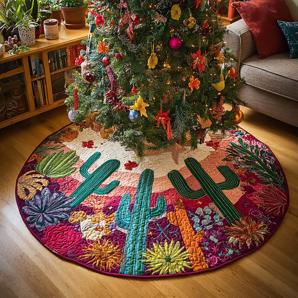 Cactus Dream Christmas Quilted Tree Skirt NCU0DDK1659