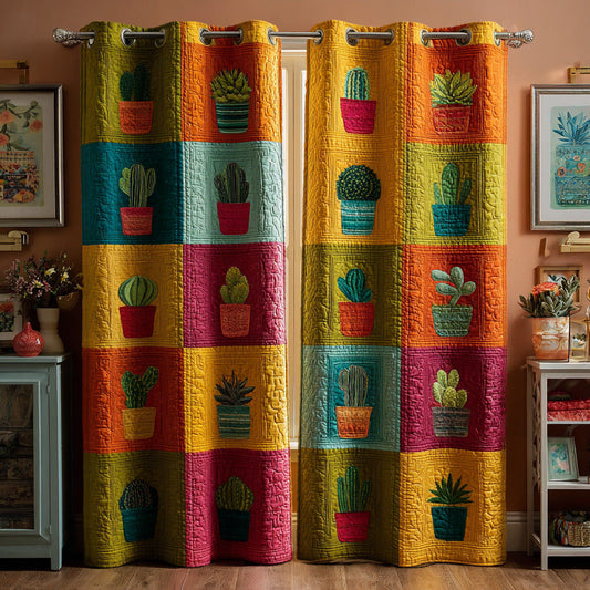 Cactus Mosaic Quilted Curtains NCU0DH796